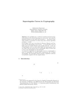Supersingular Curves in Cryptography