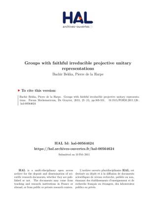 Groups with Faithful Irreducible Projective Unitary Representations Bachir Bekka, Pierre De La Harpe