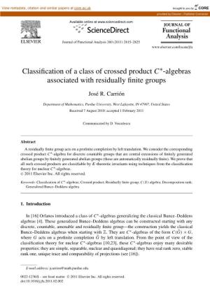 Classification of a Class of Crossed Product C*-Algebras Associated