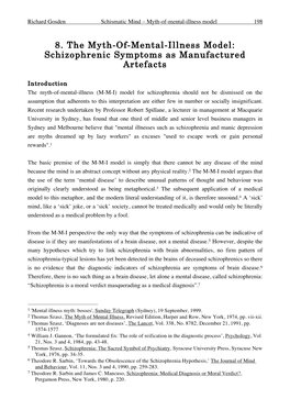 8. the Myth-Of-Mental-Illness Model: Schizophrenic Symptoms As Manufactured Artefacts