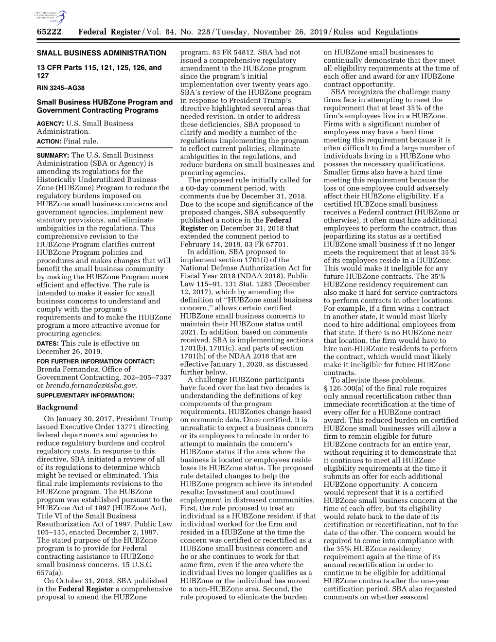 Federal Register/Vol. 84, No. 228/Tuesday, November 26, 2019