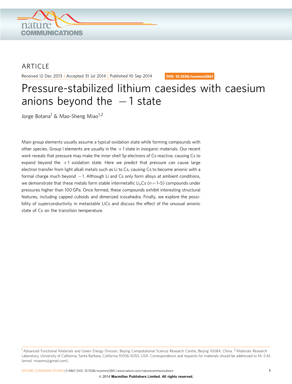 Pressure-Stabilized Lithium Caesides with Caesium Anions Beyond the À 1 State