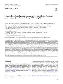 Genetic Diversity and Population Structure of Two Endemic Cupressus (Cupressaceae) Species on the Qinghai-Tibetan Plateau