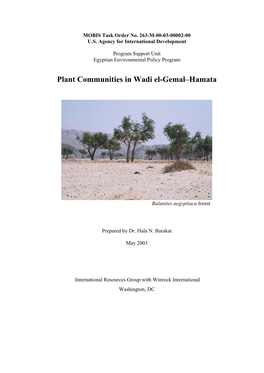 Plant Communities in Wadi El-Gemal–Hamata