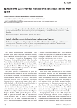 Spiralix Tuba (Gastropoda: Moitessieriidae) a New Species from Spain
