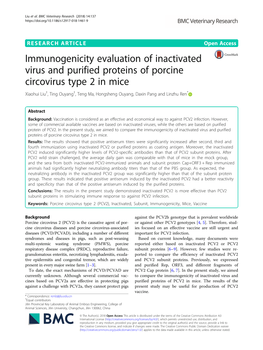 Immunogenicity Evaluation of Inactivated Virus and Purified Proteins of Porcine Circovirus Type 2 in Mice