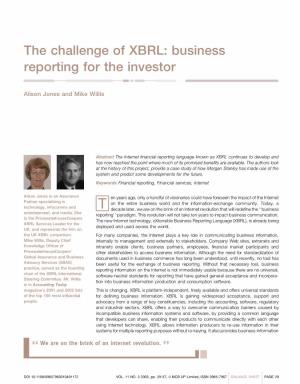 The Challenge of XBRL: Business Reporting for the Investor
