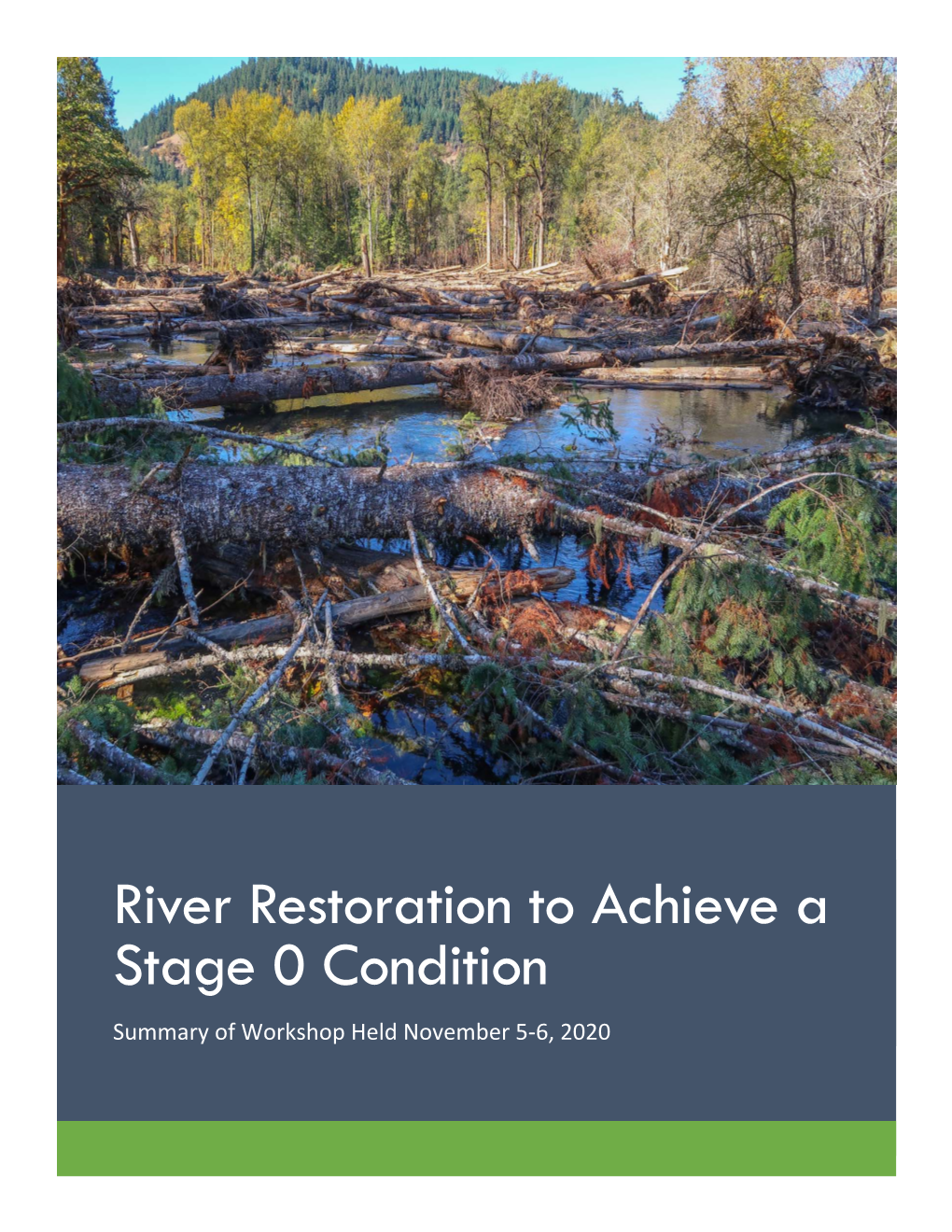 River Restoration to Achieve a Stage 0 Condition Summary of Workshop Held November 5‐6, 2020