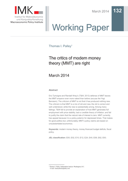 The Critics of Modern Money Theory (MMT) Are Right