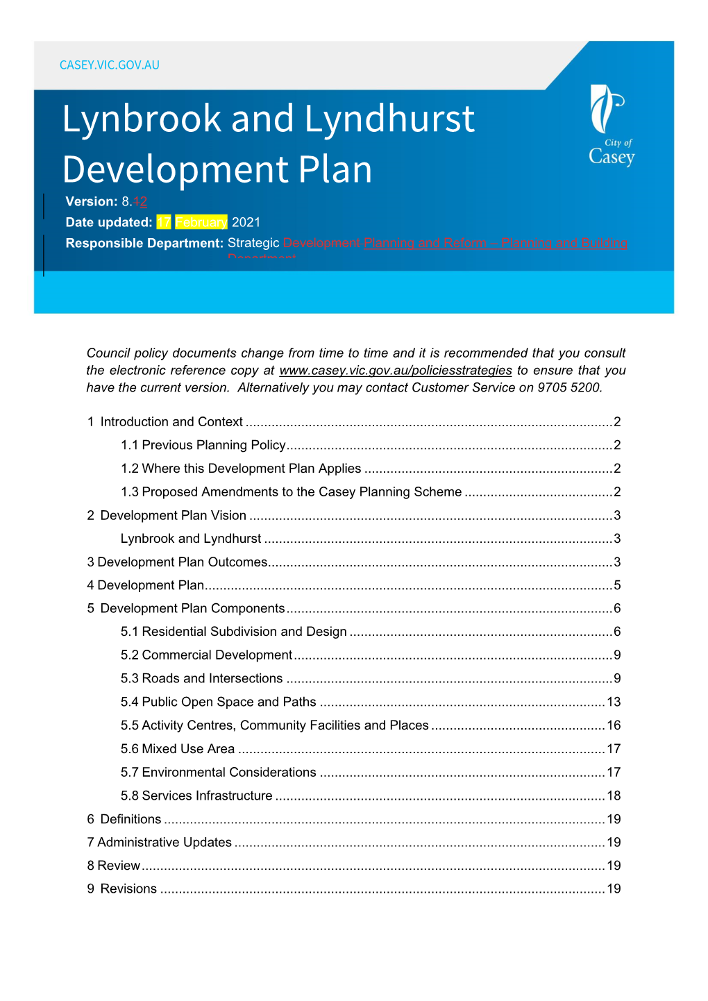 Lynbrook and Lyndhurst Development Plan