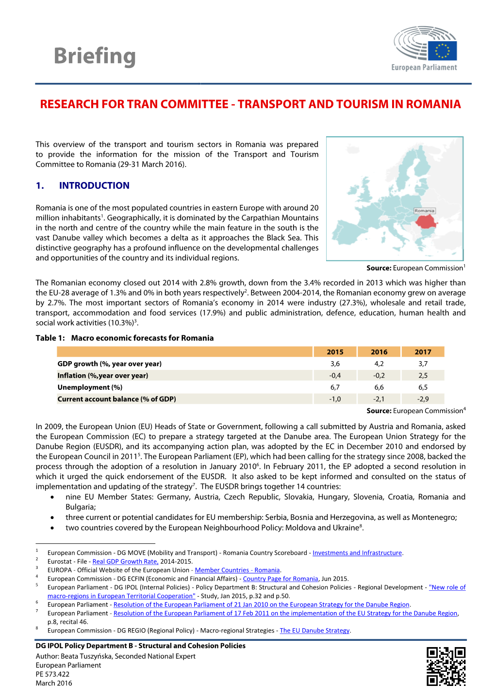 Transport and Tourism in Romania