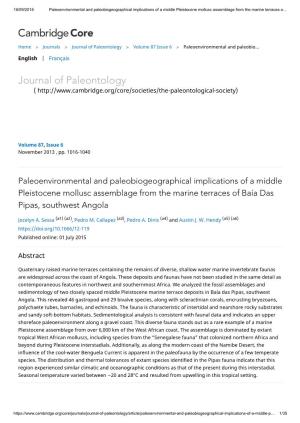 Journal of Paleontology > Volume 87 Issue 6 > Paleoenvironmental and Paleobio