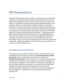 Inci Nomenclature Conventions