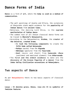 Dance Forms of India