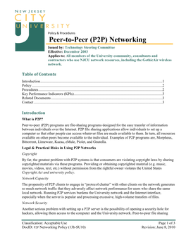 Peer-To-Peer (P2P) Networking