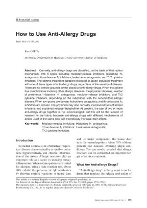 How to Use Anti-Allergy Drugs