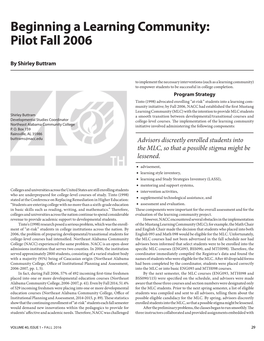 Beginning a Learning Community: Pilot Fall 2006