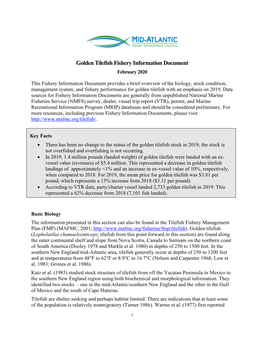 2020 Golden Tilefish Fishery Information Document
