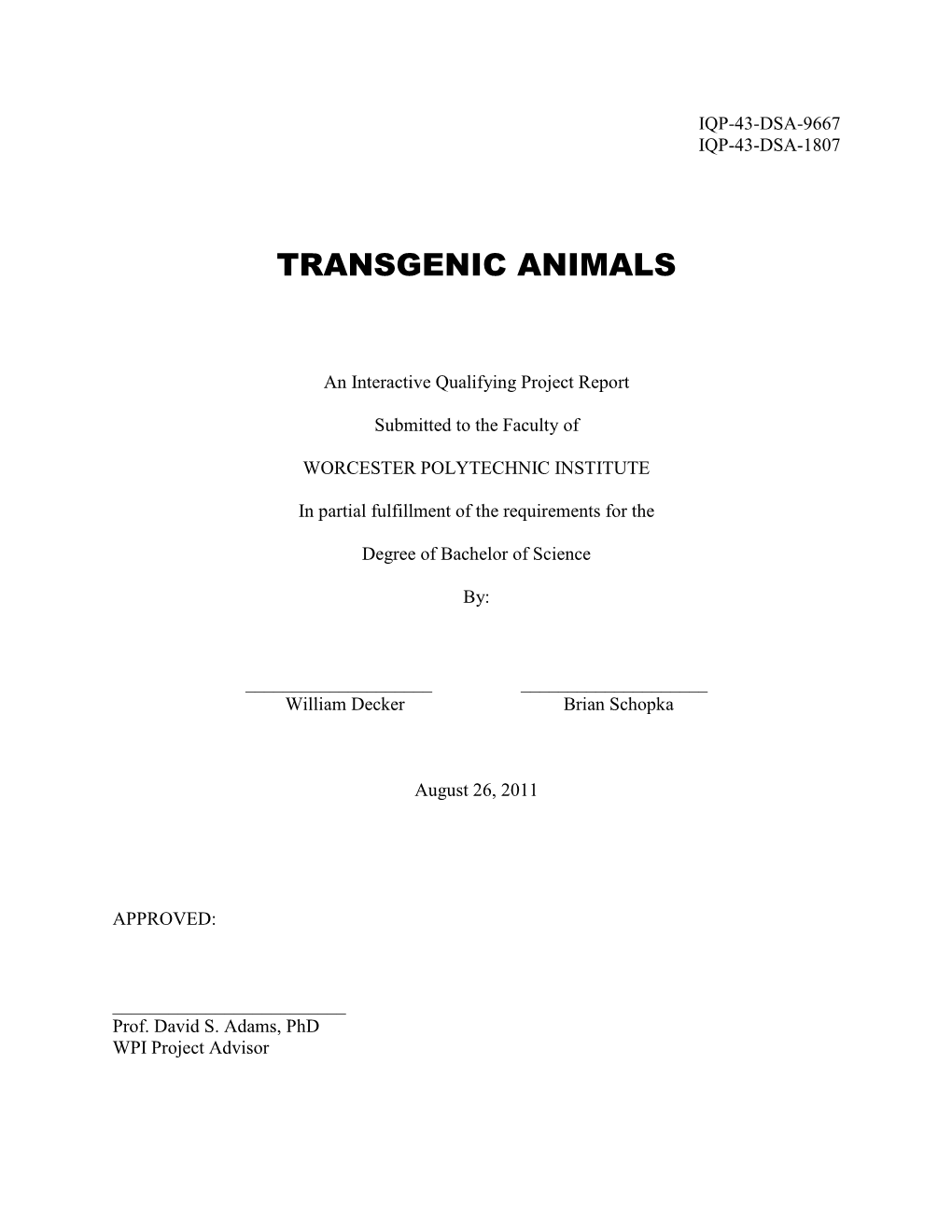 Transgenic Animals