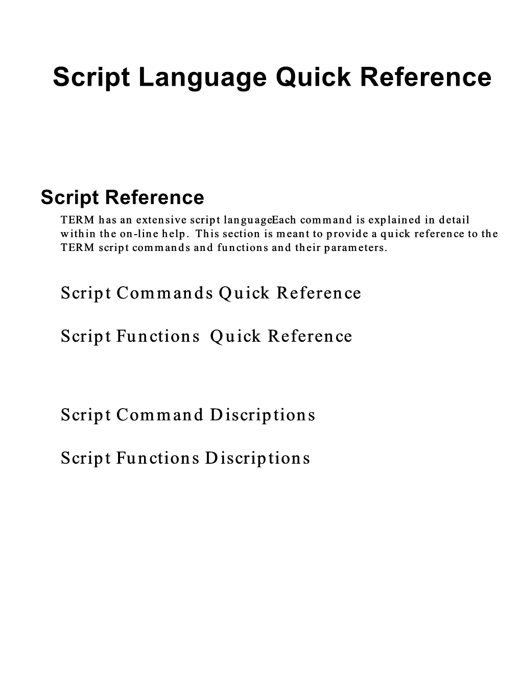 Script Language Quick Reference