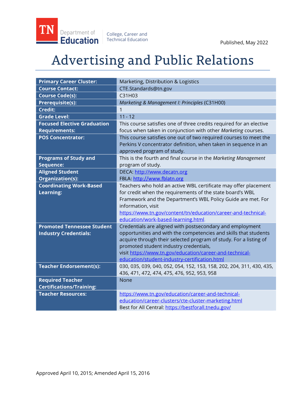 Advertising and Public Relations