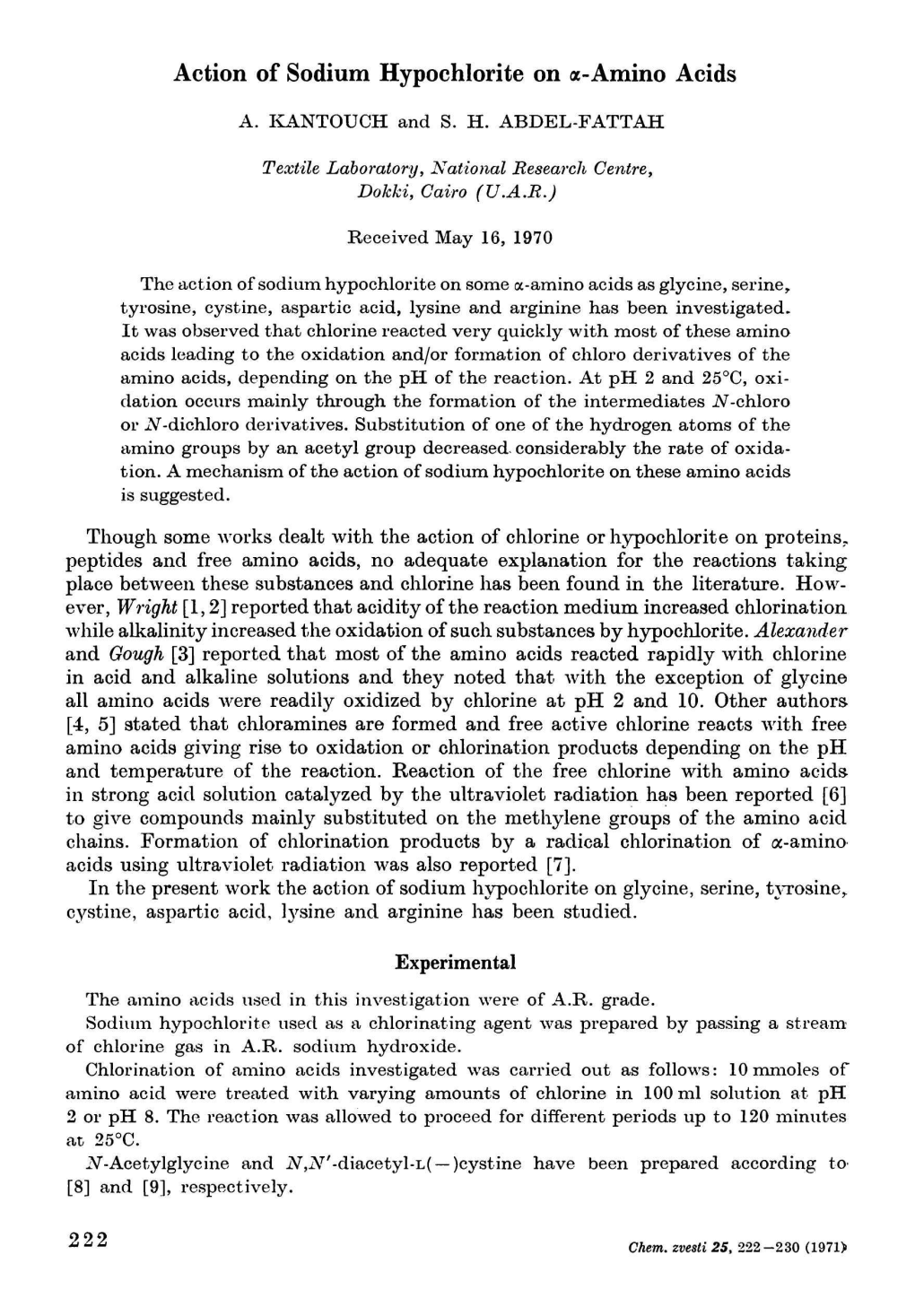 Action of Sodium Hypochlorite on A-Amino Acids