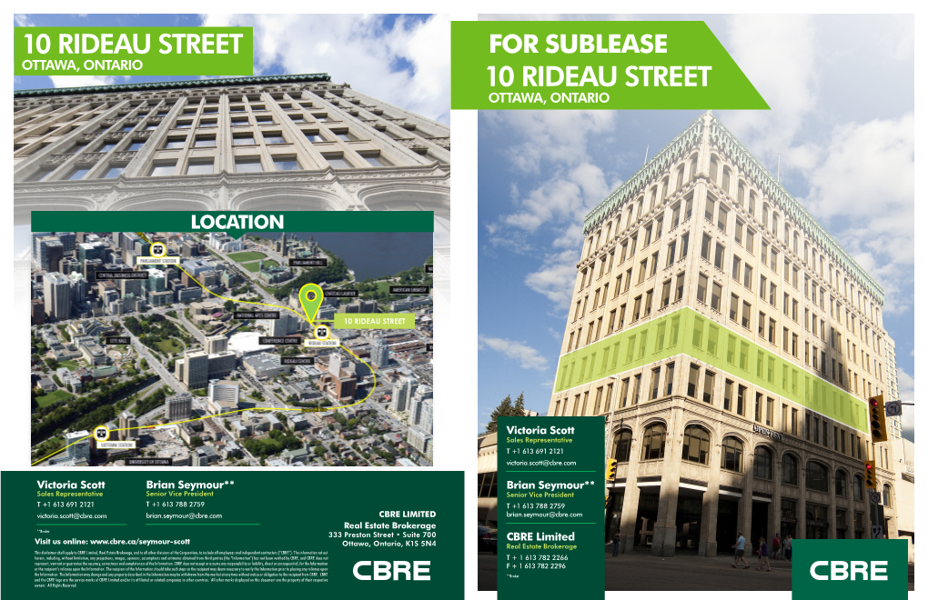 10 Rideau Street for Sublease Ottawa, Ontario 10 Rideau Street Ottawa, Ontario