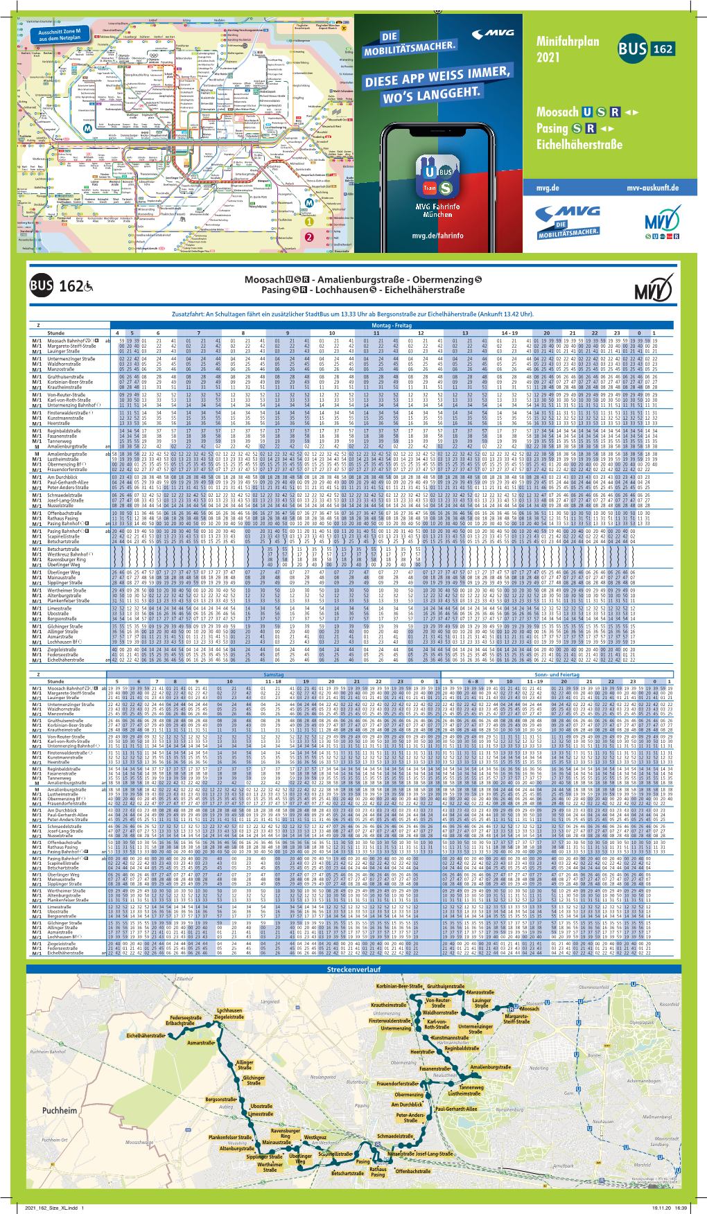 Minifahrplan 2021 Moosach <> Pasing <> Eichelhäherstraße