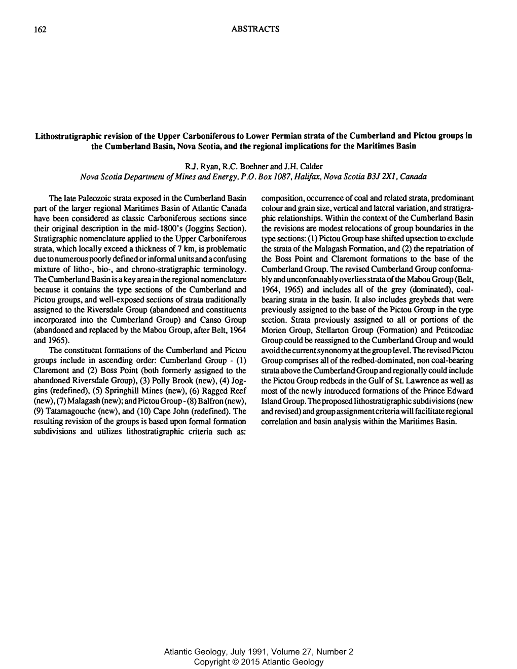 Abstract: Lithostratigraphic Revision of the Upper Carboniferous to Lower