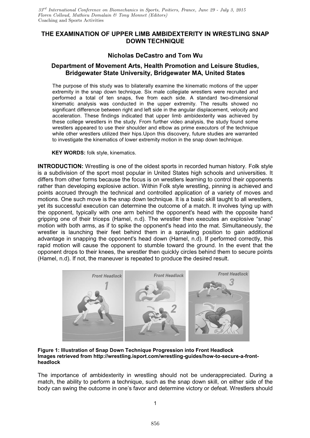 The Examination of Upper Limb Ambidexterity in Wrestling Snap Down Technique