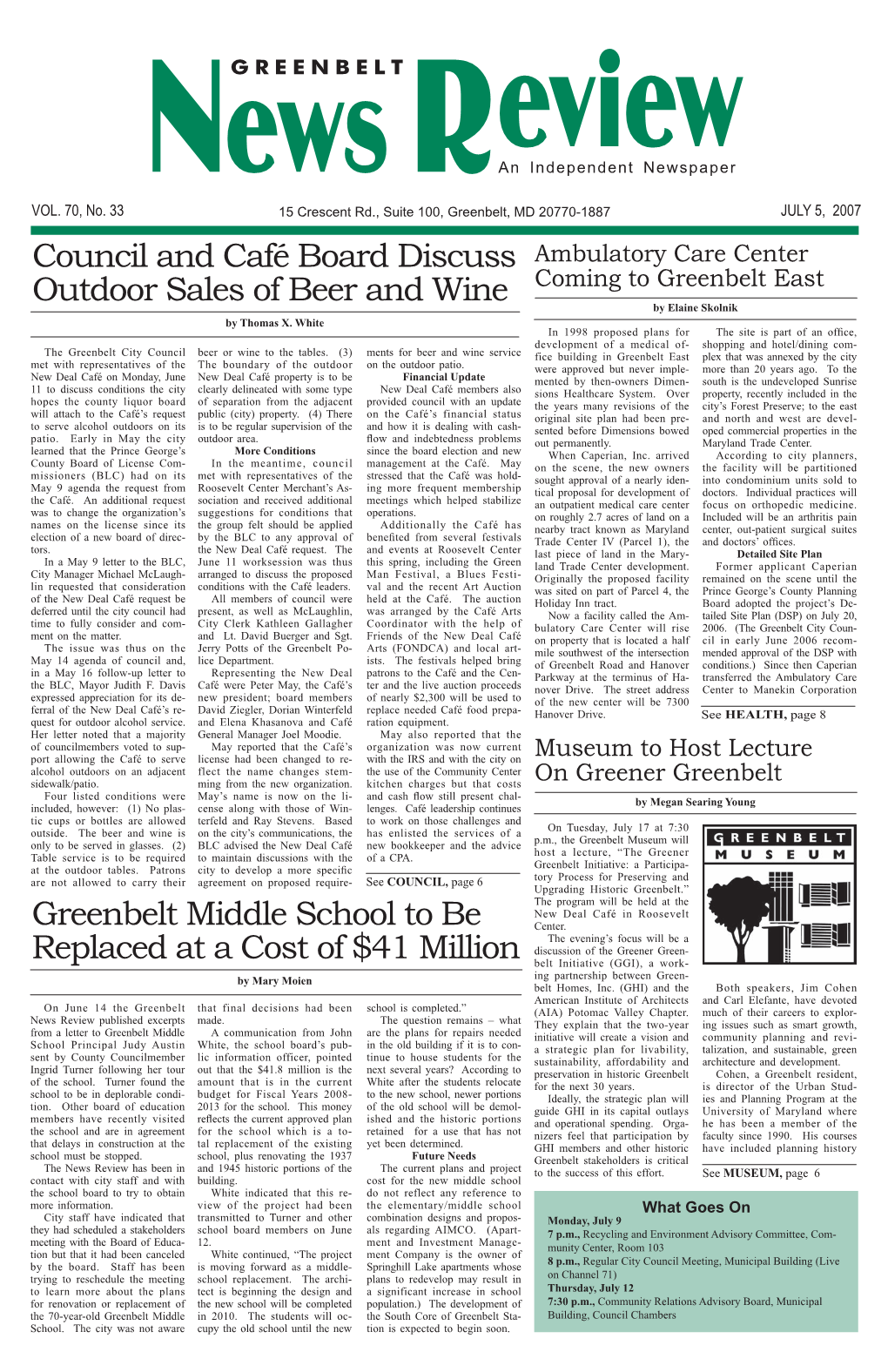 5 July 2007 Greenbelt News Review