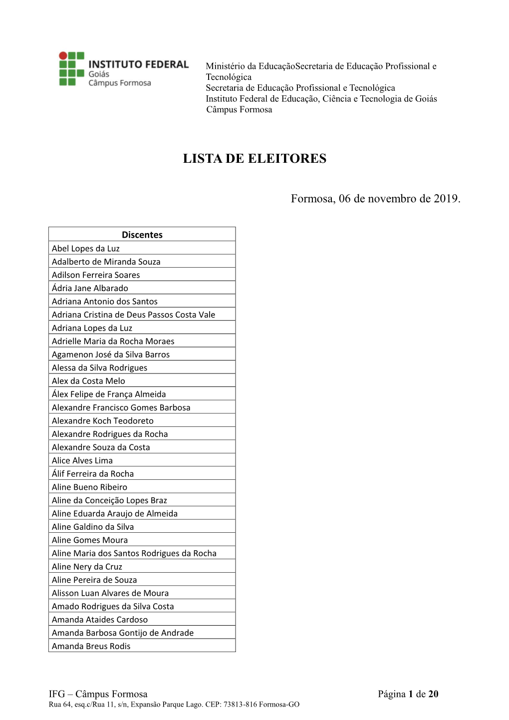 Lista De Eleitores