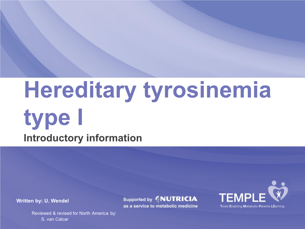 Tyrosinemia Type I Introductory Information