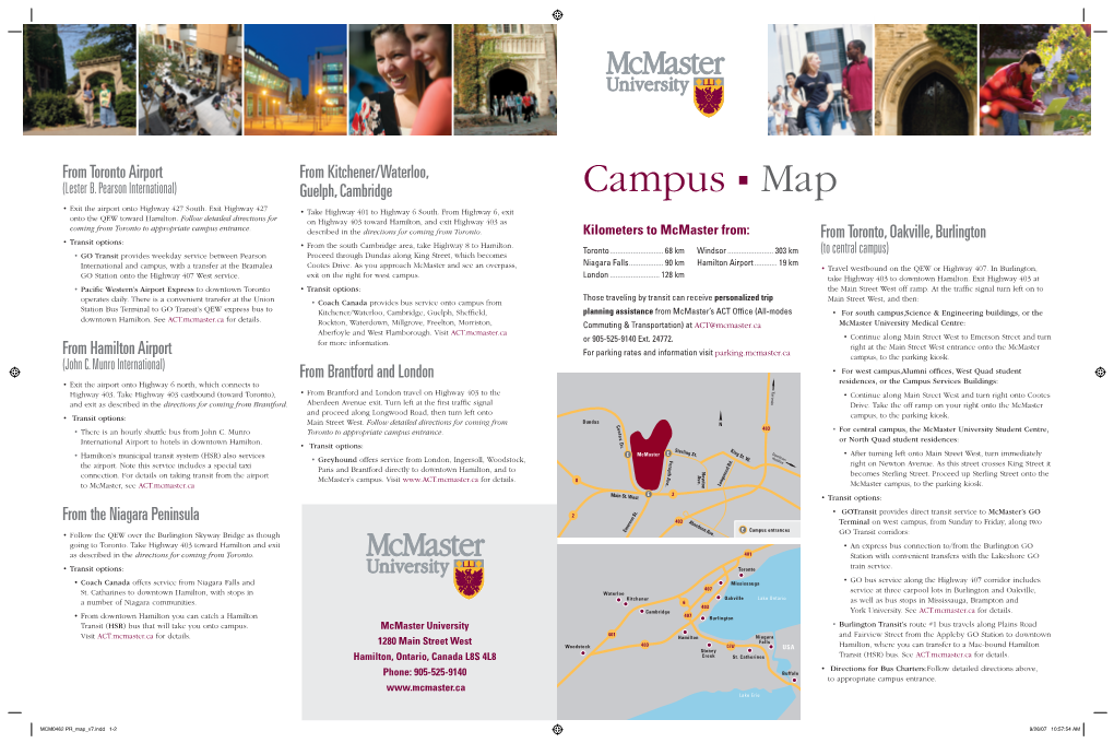 Campus Map • Exit the Airport Onto Highway 427 South