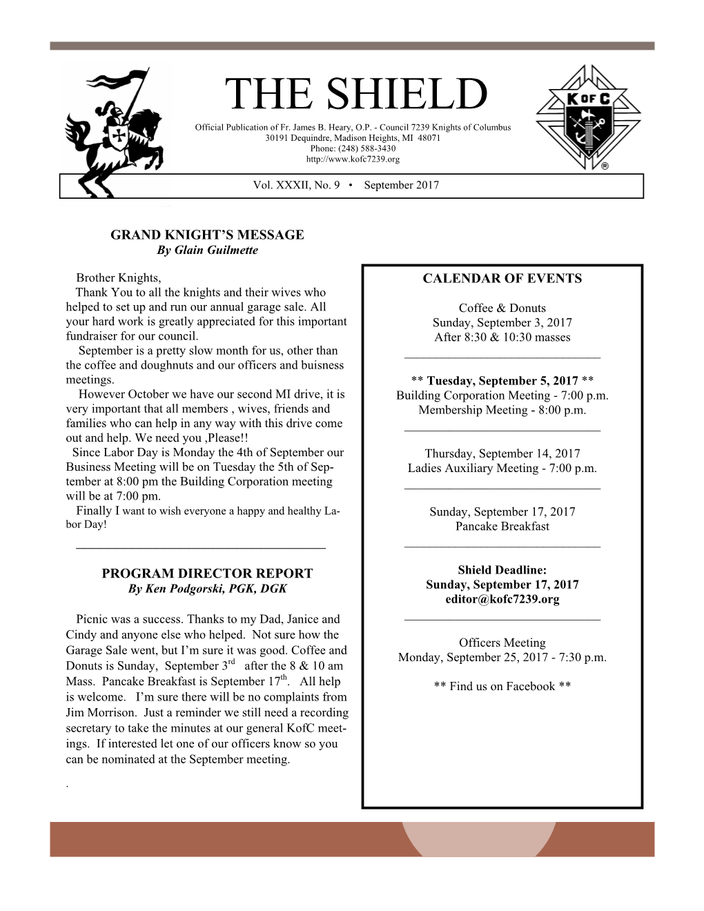THE SHIELD Official Publication of Fr