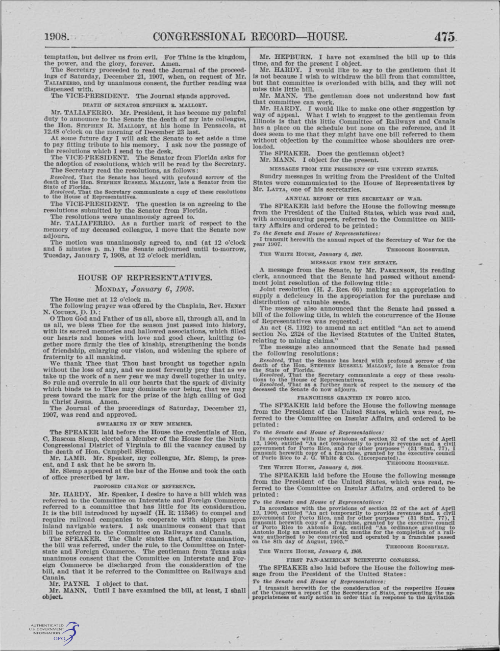 Congressional Record-House. 475