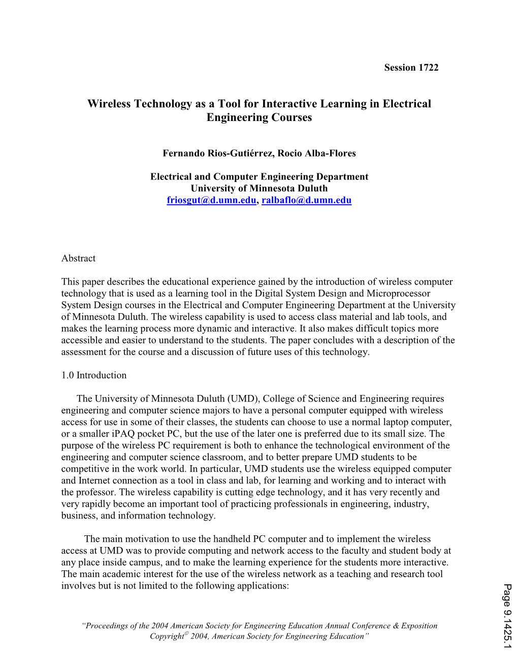 Wireless Technology As a Tool for Interactive Learning in Electrical Engineering Courses