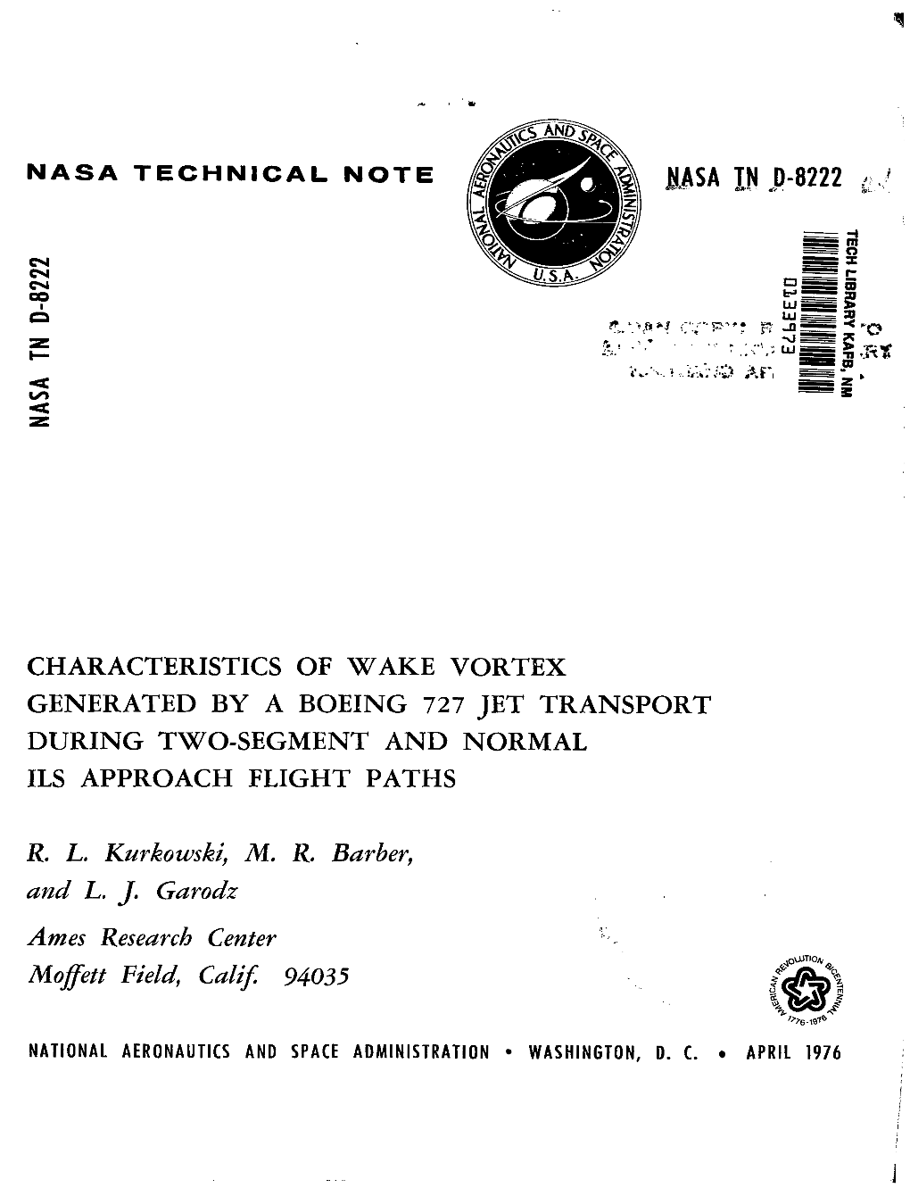 Characteristics of Wake Vortex Generated by a Boeing 727 Jet