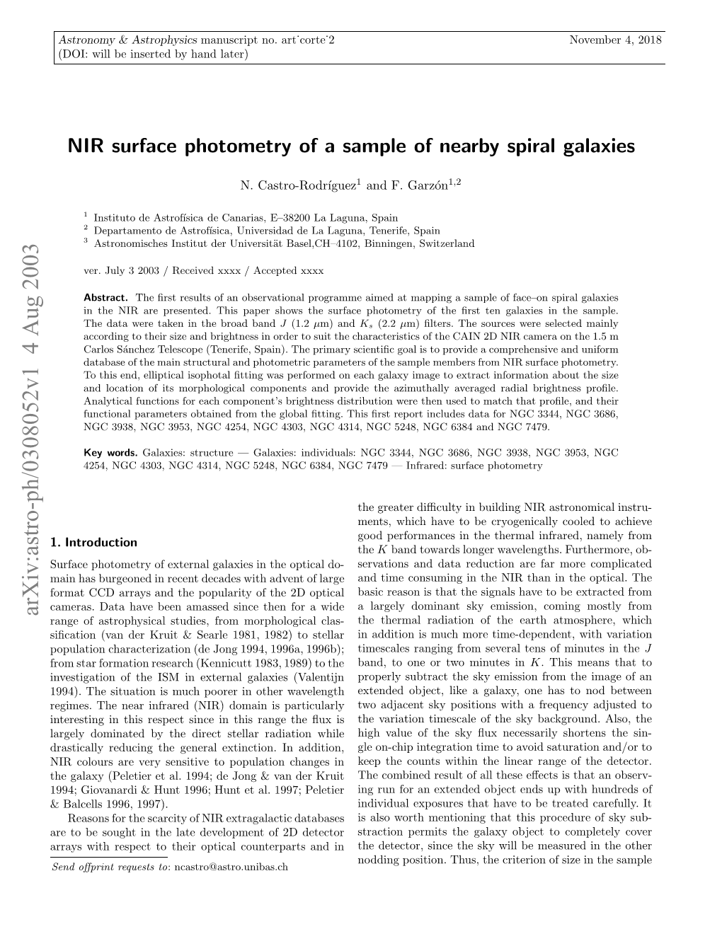 NIR Surface Photometry of a Sample of Nearby Spiral Galaxies