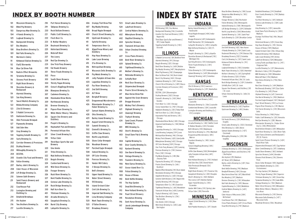 INDEX by STATE Minneapolis Harbor Forager Brewery | 326 | Rochester Fox River Brewing Co