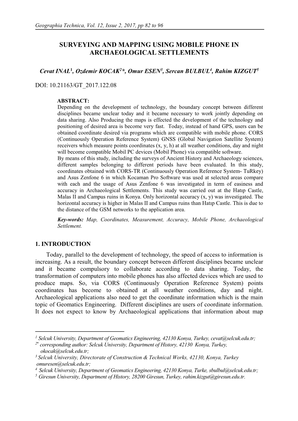 Surveying and Mapping Using Mobile Phone in Archaeological Settlements