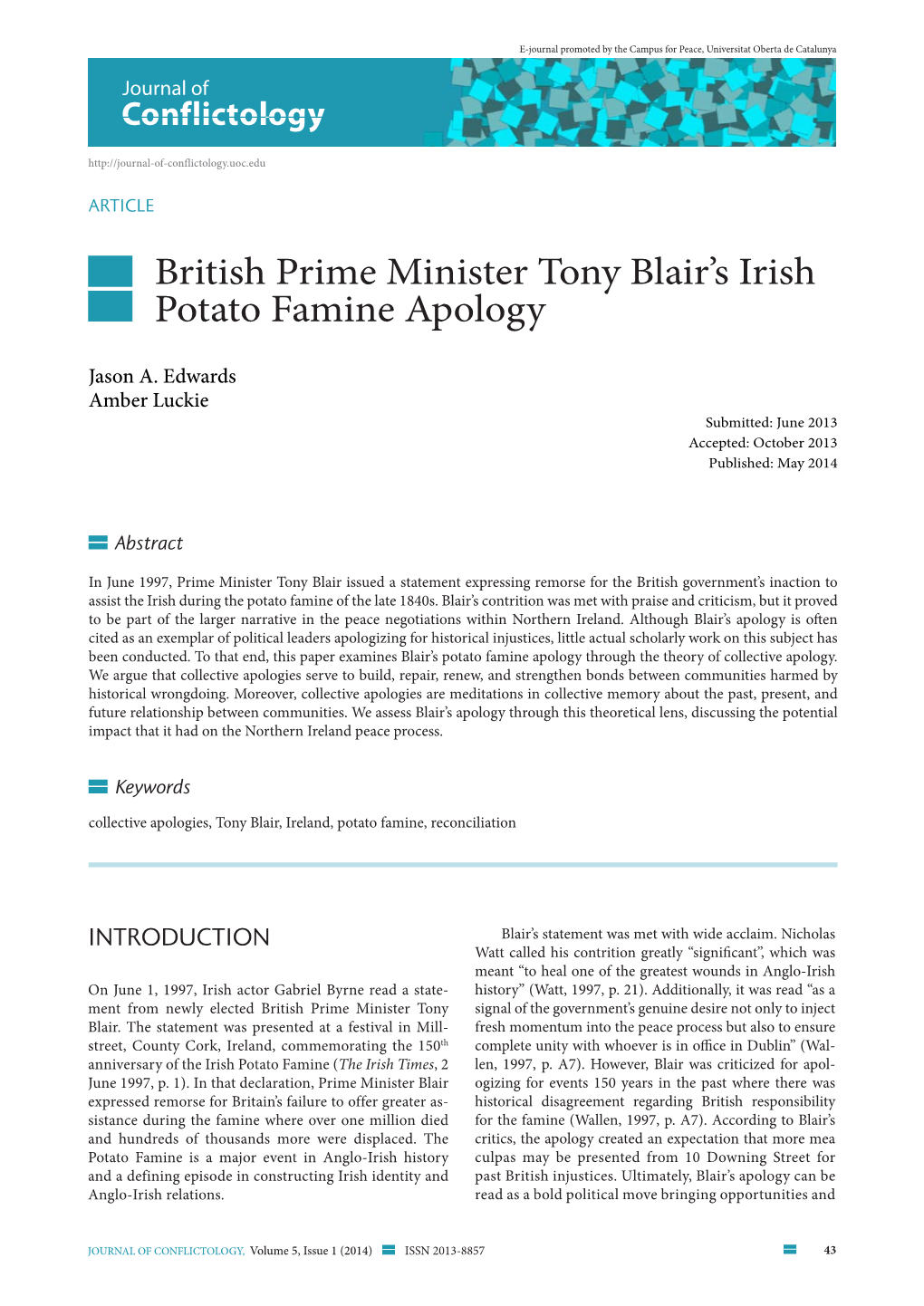 British Prime Minister Tony Blair's Irish Potato Famine Apology