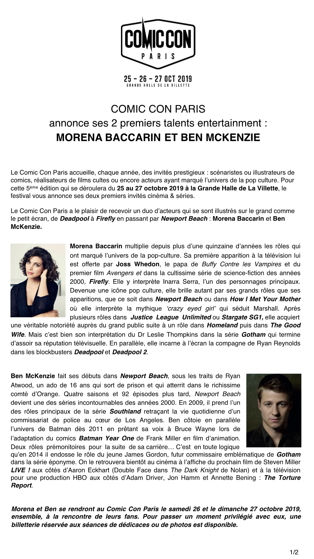 Morena Baccarin Et Ben Mckenzie