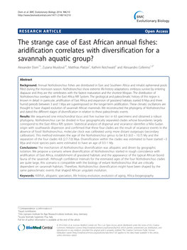 The Strange Case of East African Annual Fishes: Aridification