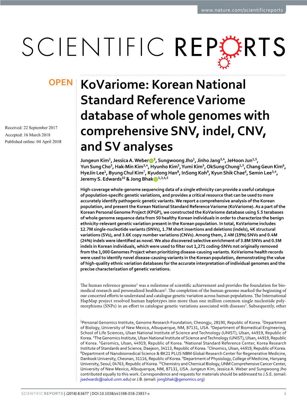 Kovariome: Korean National Standard Reference