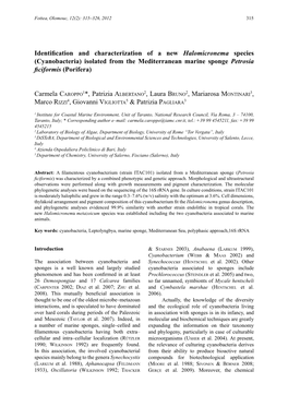 Cyanobacteria) Isolated from the Mediterranean Marine Sponge Petrosia Ficiformis (Porifera