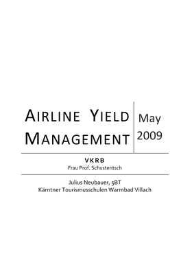 Airline Yield Management 2009