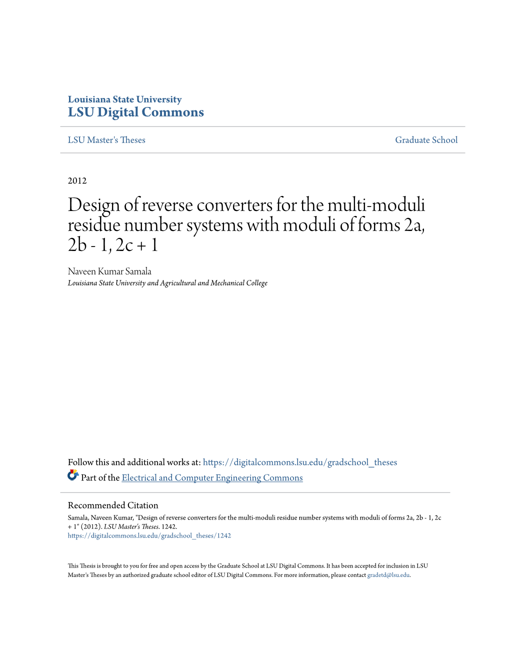 Design of Reverse Converters for the Multi