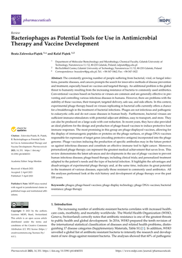 Bacteriophages As Potential Tools for Use in Antimicrobial Therapy and Vaccine Development