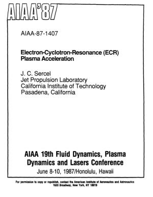 AIAA 19Th Fluid Dynamics, Plasma Dynamics and Lasers Conference June 8-10, 1987/Honolulu, Hawaii